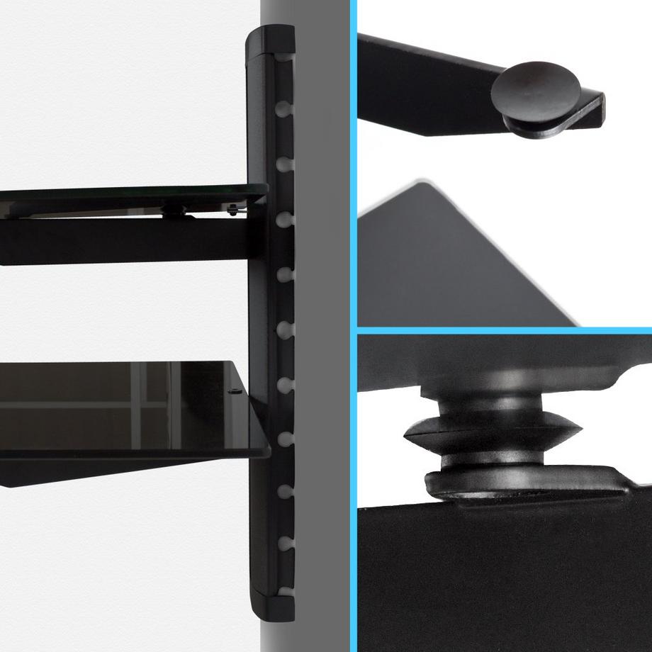 Tectake Supporto con fissaggio a parete e 2 ripiani per lettori DVD e ricevitori modello 3  