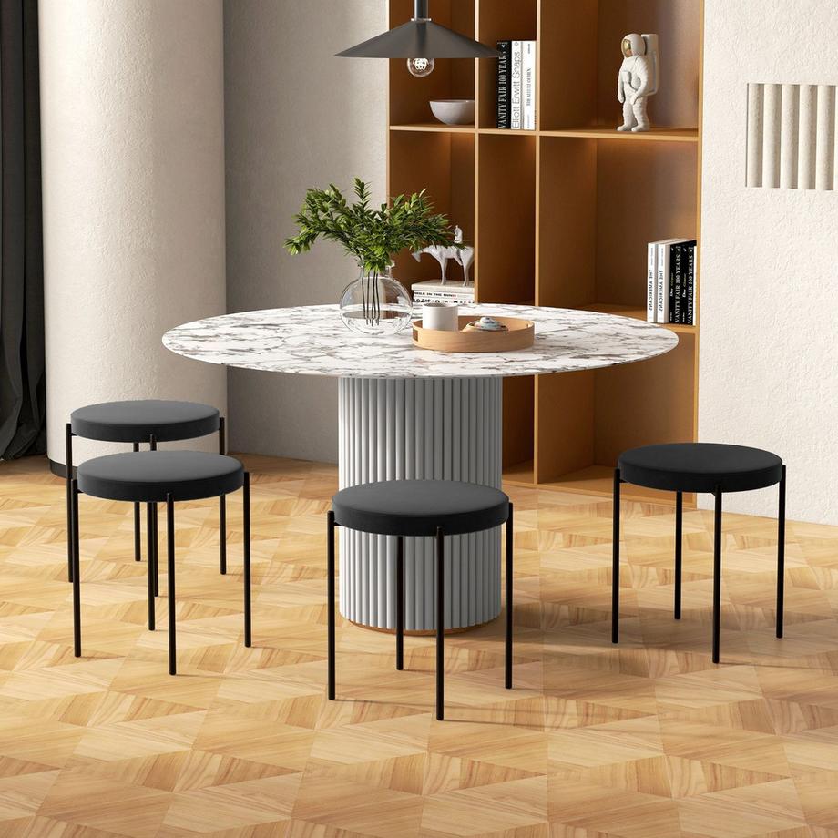 Northio Lot De 4 Tabourets De Salle À Manger Empilables Avec Assise Rembourrée, Housse En Velours, Noir, 41,5 X 41,5 X 46 Cm  