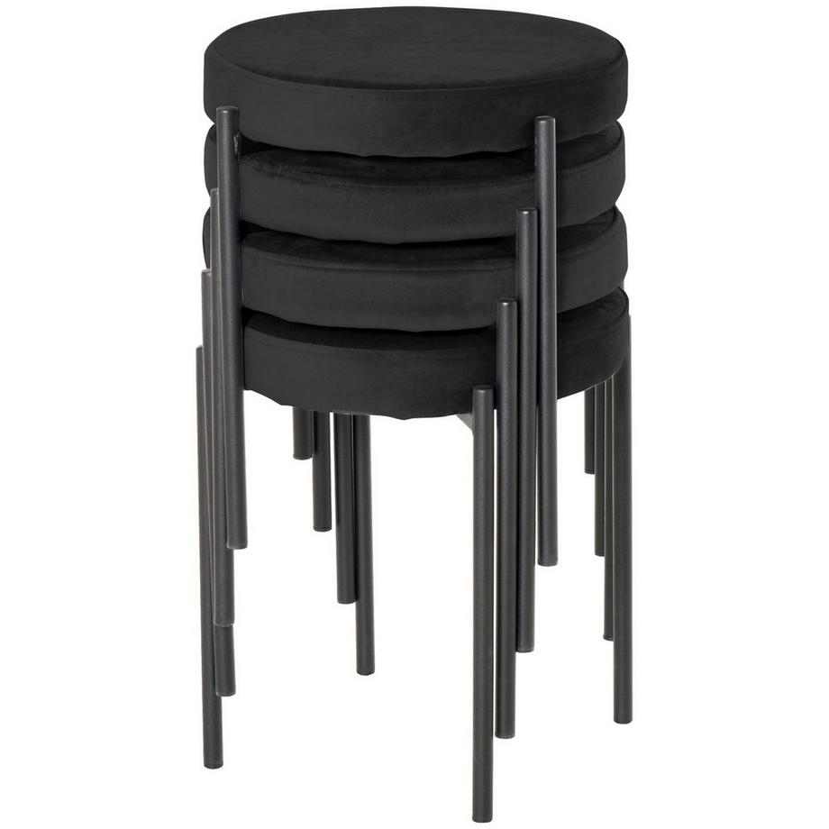 Northio Lot De 4 Tabourets De Salle À Manger Empilables Avec Assise Rembourrée, Housse En Velours, Noir, 41,5 X 41,5 X 46 Cm  