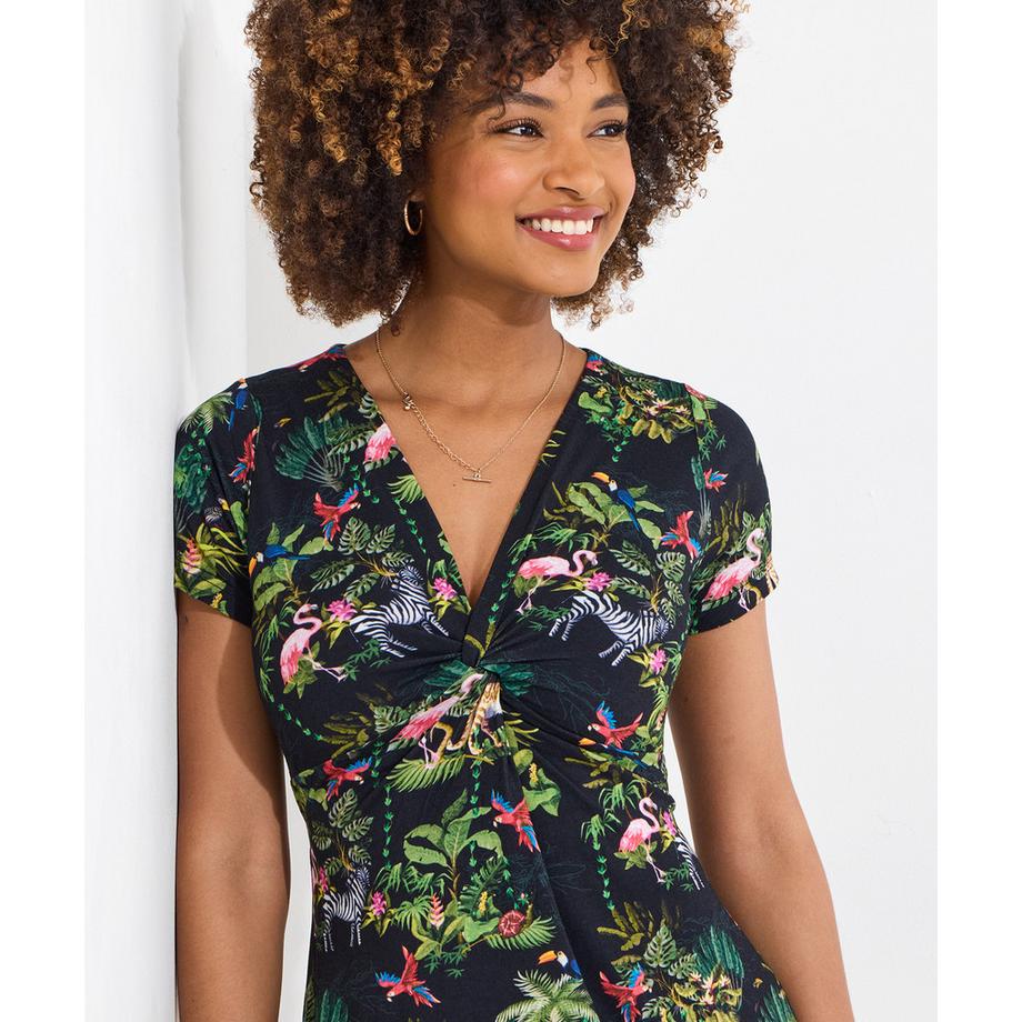 Joe Browns Abito Jersey Maniche Corte Stampa Animalier  