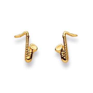 Clous d'oreilles saxophone or jaune 750, 11x8mm