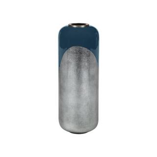 Vente-unique Vaso grande D. 30 x H. 82 cm in Metallo smaltato Nero e foglie argento - PERLIN  