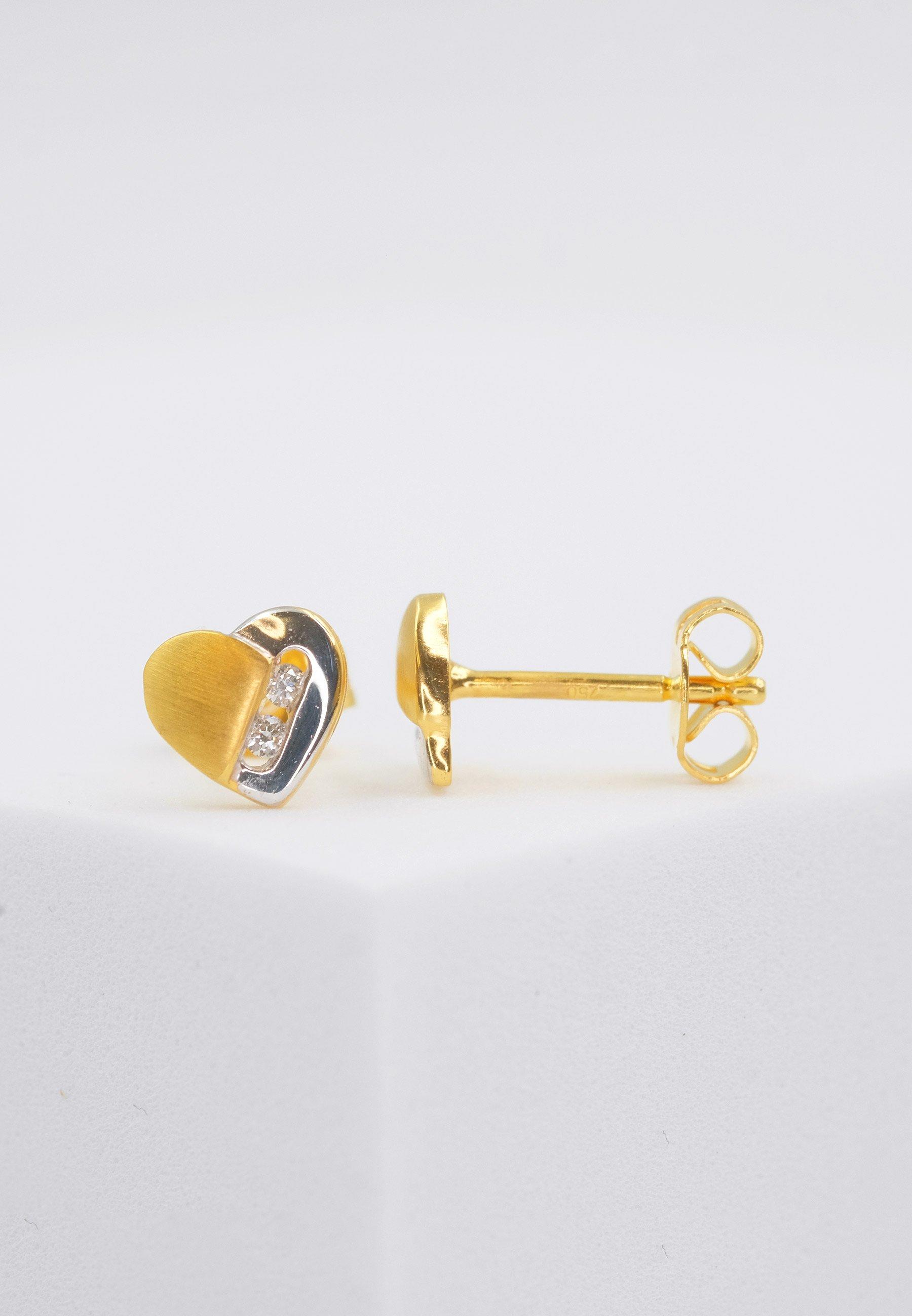 MUAU Schmuck  Clous d'oreilles bicolores or jaune/blanc 750 diamant 0.04ct. 6x6mm 