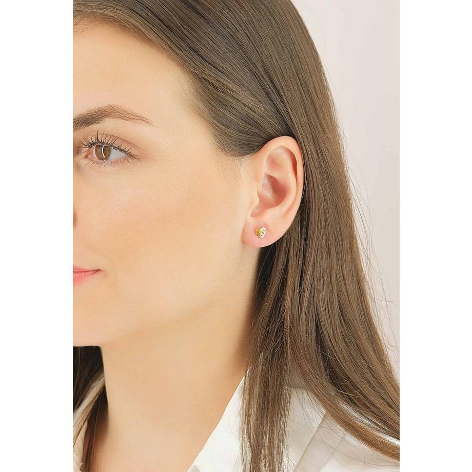 MUAU Schmuck  Clous d'oreilles bicolores or jaune/blanc 750 diamant 0.04ct. 6x6mm 