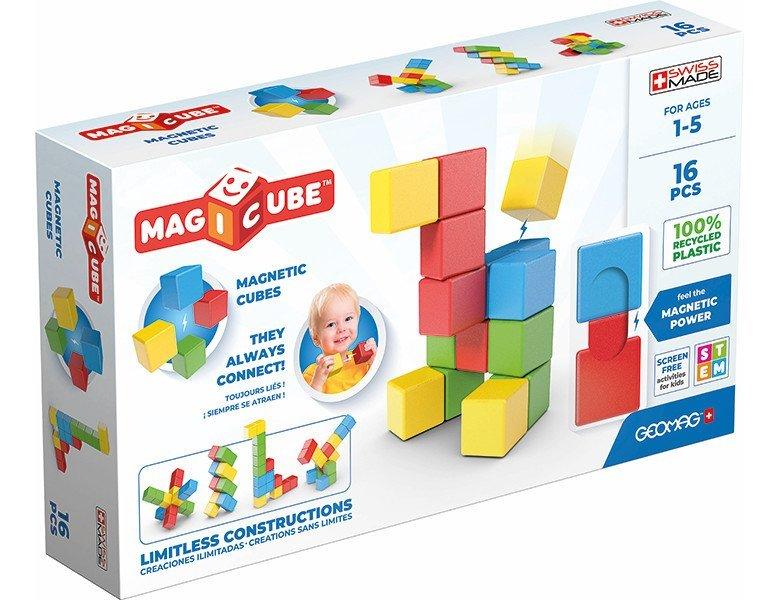Geomag  Magicube 1+ Full Color Magnetische Würfel für Kinder 4 Farben 16 Blöcke 100 % recyceltes Plastik 