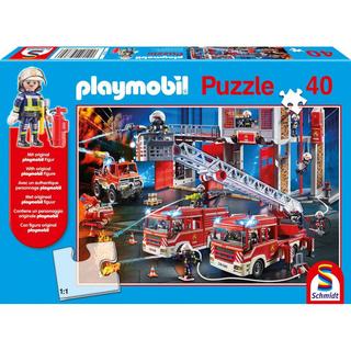 Schmidt  Puzzle Feuerwehr inkl. Playmobil-Figur (40Teile) 