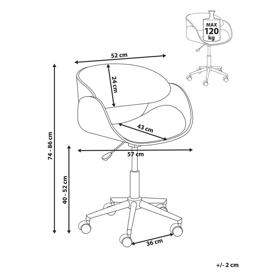 Beliani Sedia da scrivania en Pelle sintetica Retrò PALATKA  