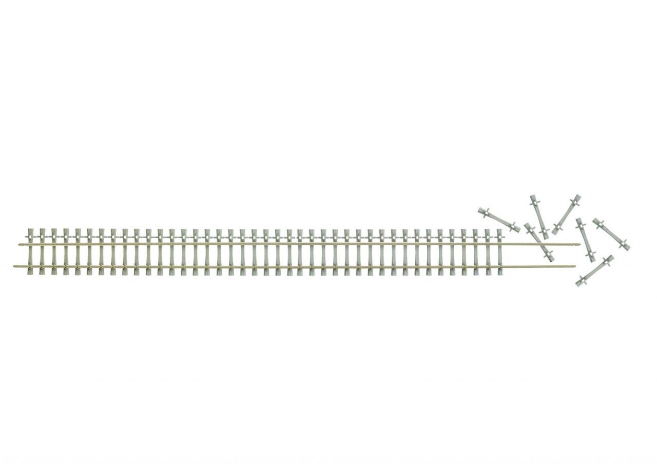 märklin      Bausatz Betonschwellengleis (H1027-2).   Bausatz zur vorbildrichtigen Nachbildung von Betonschwellengleisen. Inhalt: 2 Schienenprofile 900 mm lang aus Neusilber, 48 Betonschwellen aus Kunststoff und 6 Schienenverbinder.. 