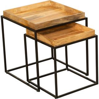 mutoni Table d'appoint Bangalore Mango naturel 55 (lot de 2)  