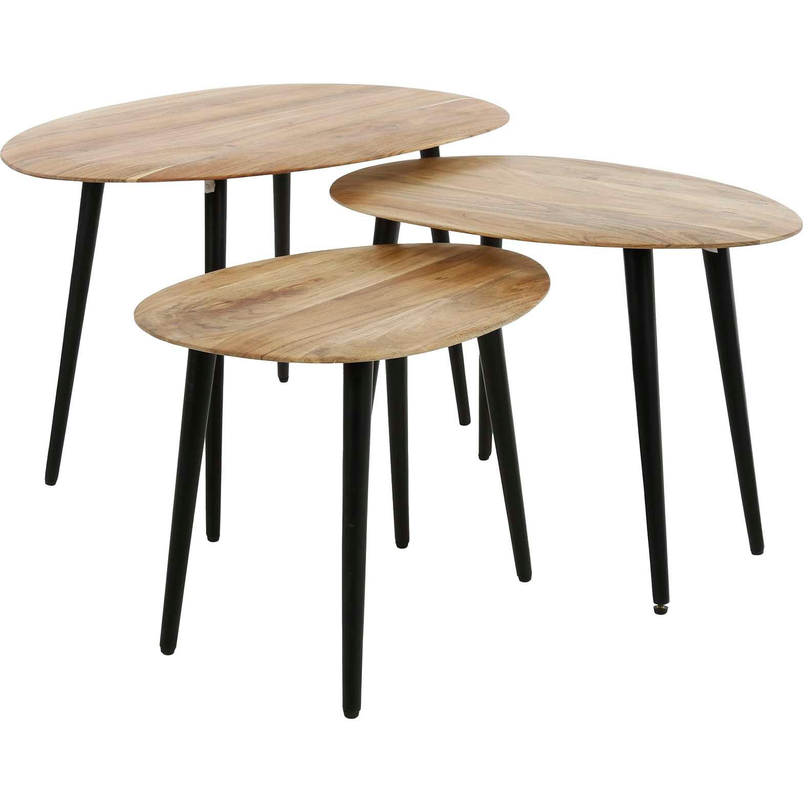 mutoni Table basse en acacia naturel bio (lot de 3)  