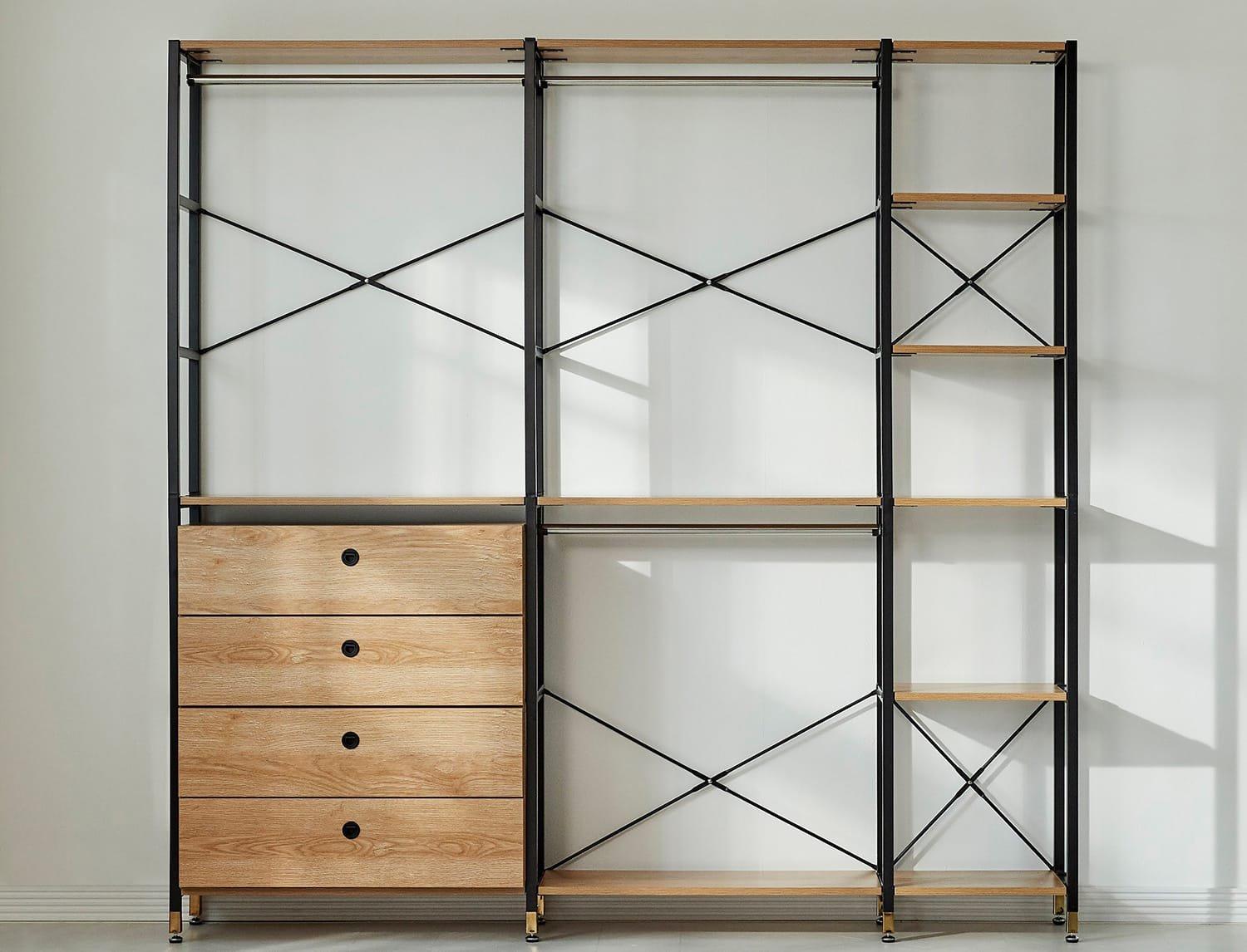 mutoni Set d'étagères décor acacia noir (7 pièces)  