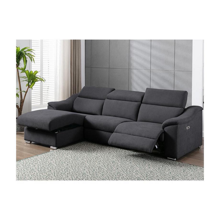 Vente-unique Canapé d'angle relax électrique en tissu PEDRERA Angle gauche  