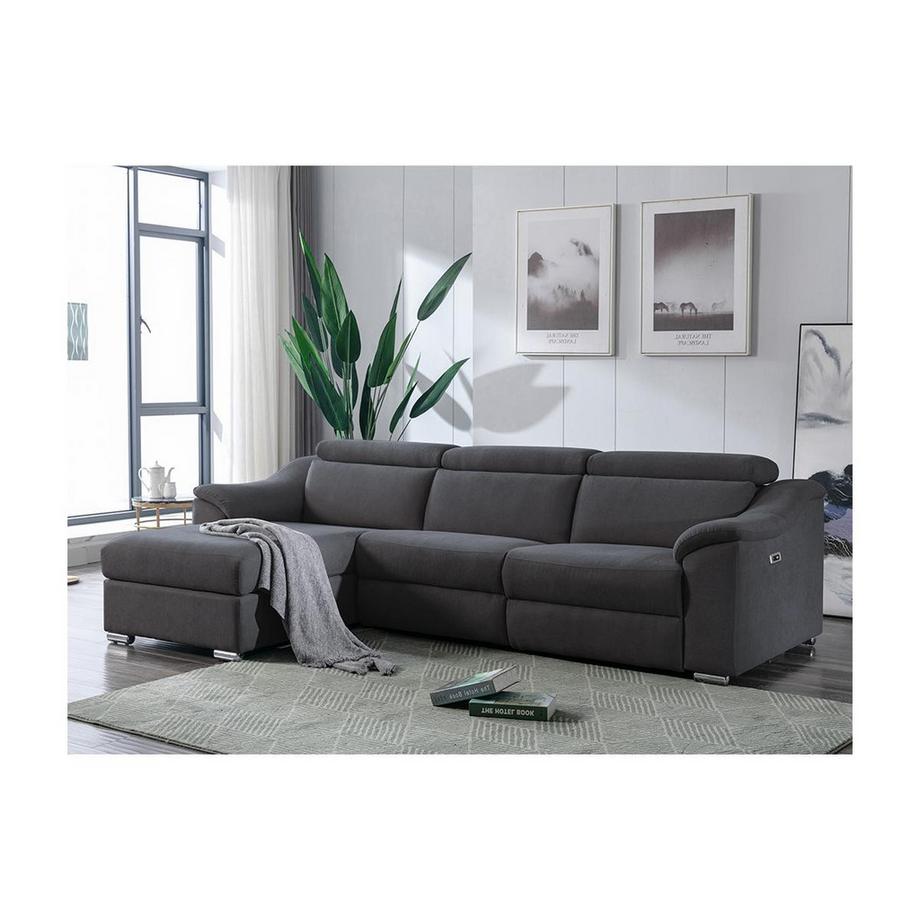 Vente-unique Canapé d'angle relax électrique en tissu PEDRERA Angle gauche  