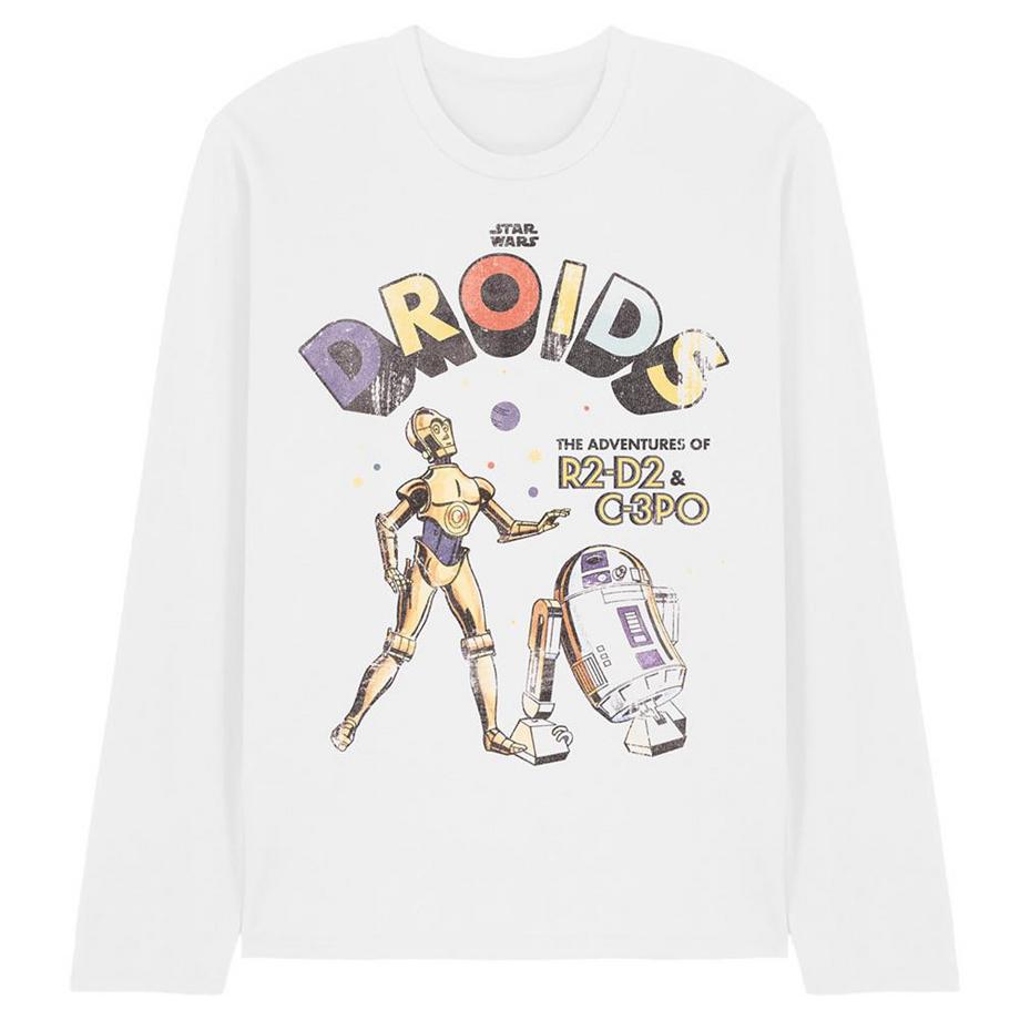 Retro Droids T-Shirt, Ringgesponnene , Langärmlig