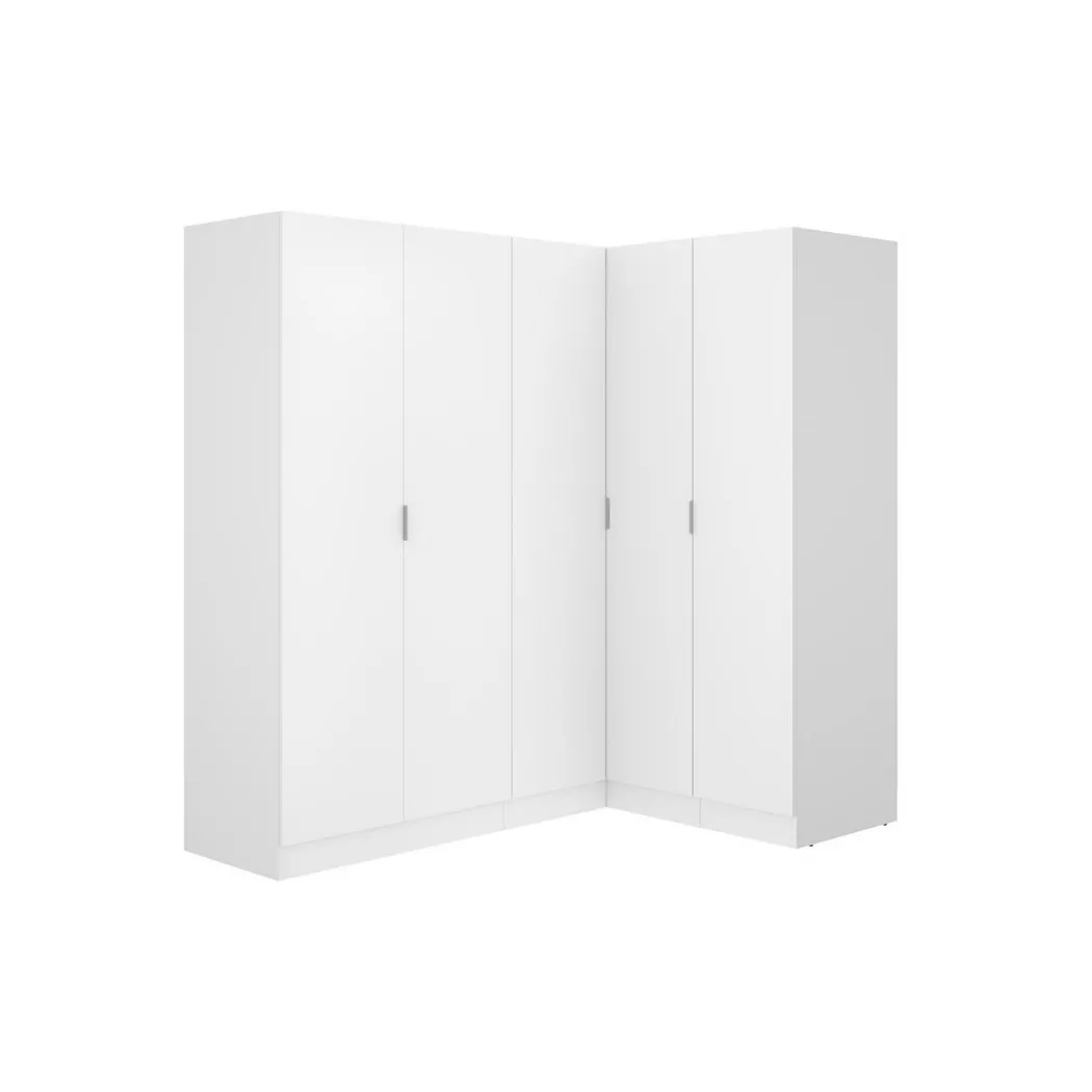 Vente-unique - Armoire d'angle 5 portes - L173 cm - Blanc - listowel