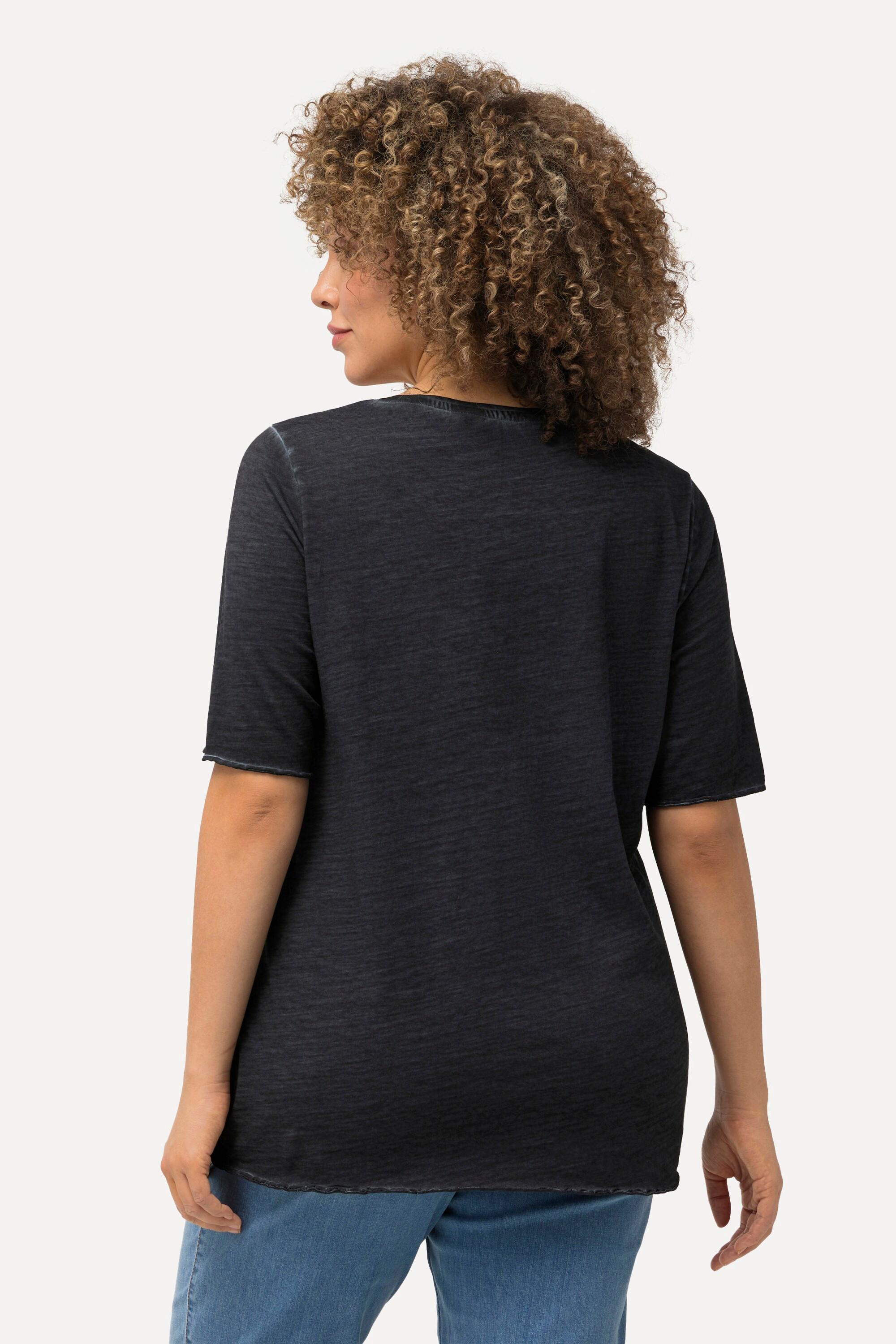 Ulla Popken  T-Shirt, Flockdruck, Classic, Rundhals, Halbarm 