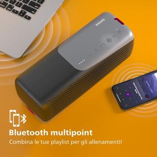 PHILIPS  TAS7807B Wireless speaker sport, Altoparlante portatile, Bluetooth Multipoint, IP67, Fino a 24 ore, (Nero) 