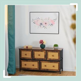 B2X Cassettiera a 5 cassetti in effetto rattan  