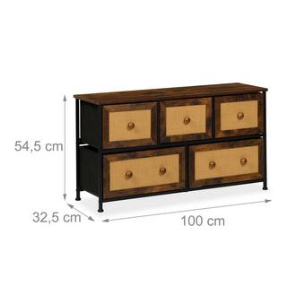 B2X Cassettiera a 5 cassetti in effetto rattan  