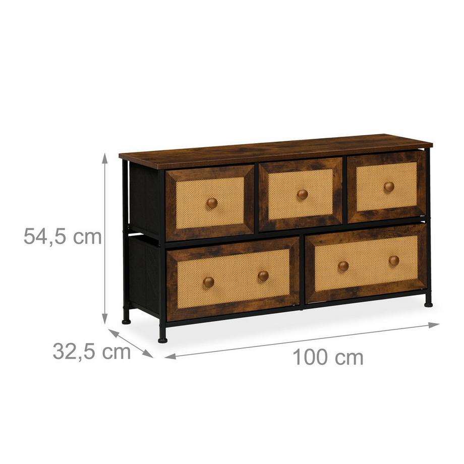B2X Kommode mit 5 Schubladen in Rattanoptik  