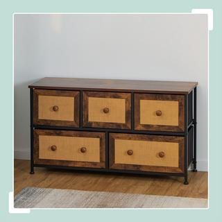 B2X Cassettiera a 5 cassetti in effetto rattan  