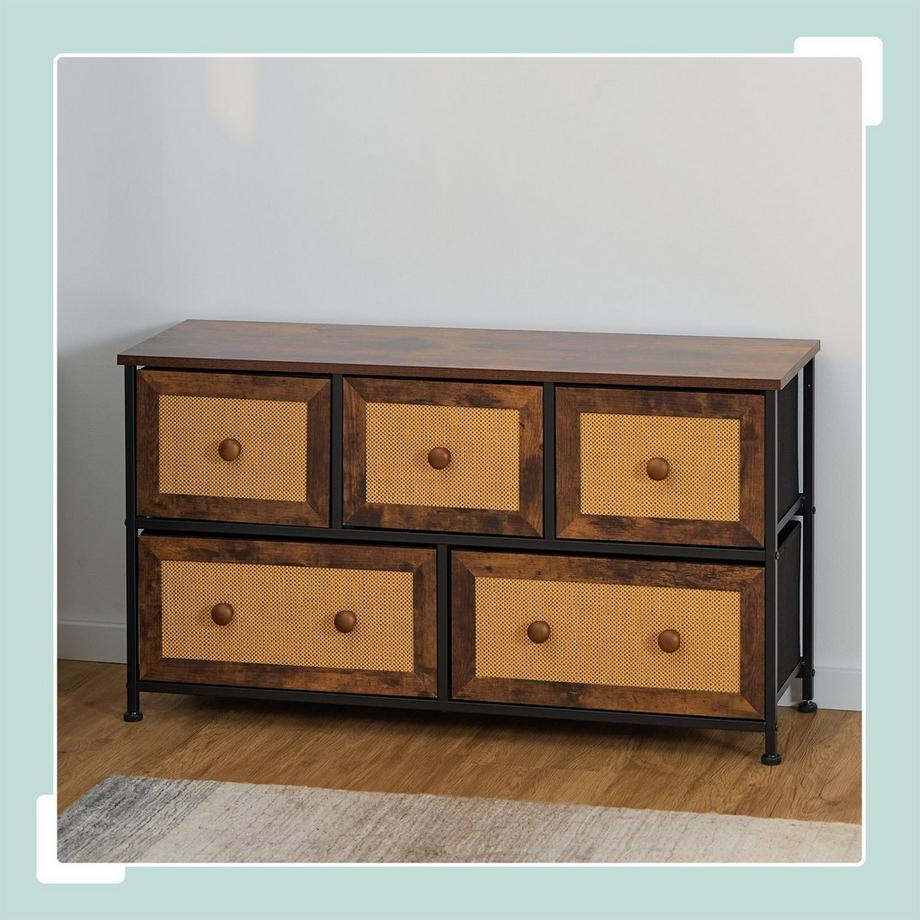 B2X Kommode mit 5 Schubladen in Rattanoptik  