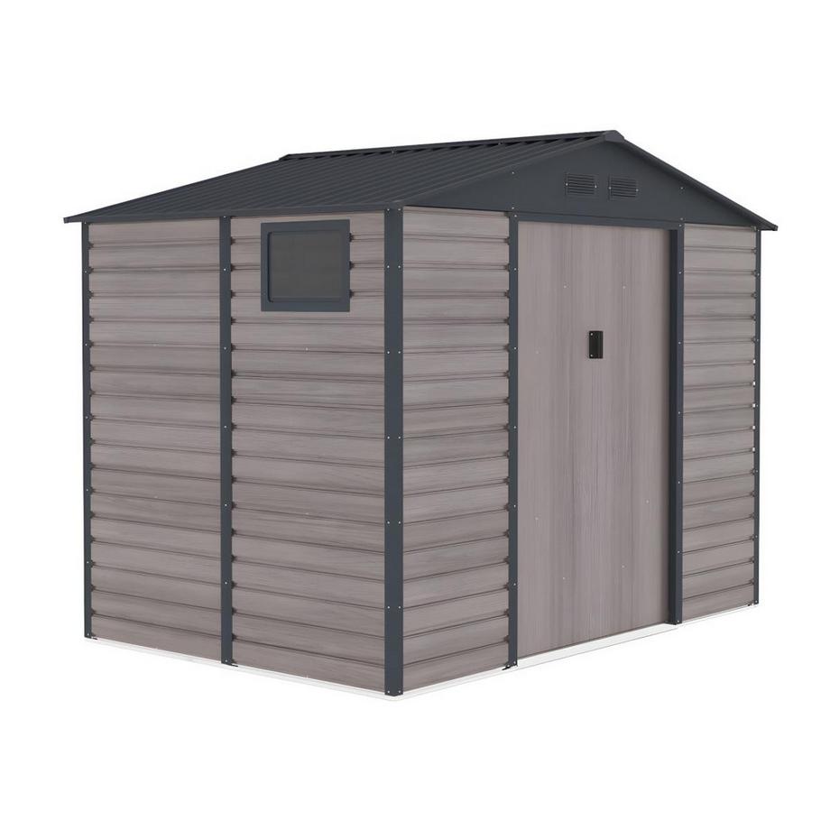 Vente-unique Abri de jardin métal en acier galvanisé effet bois gris 5,40 m² - ADELMO  