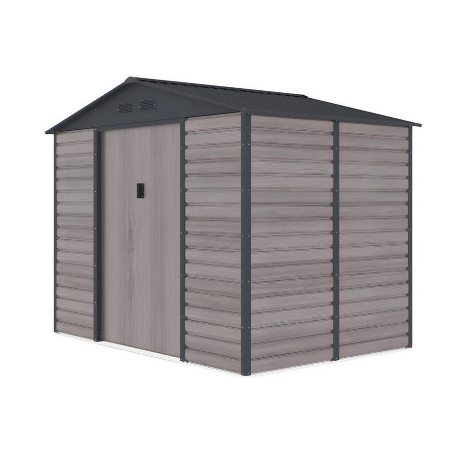Vente-unique Abri de jardin métal en acier galvanisé effet bois gris 5,40 m² - ADELMO  