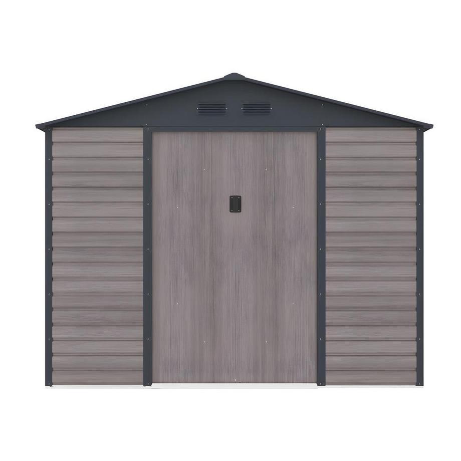 Vente-unique Abri de jardin métal en acier galvanisé effet bois gris 5,40 m² - ADELMO  