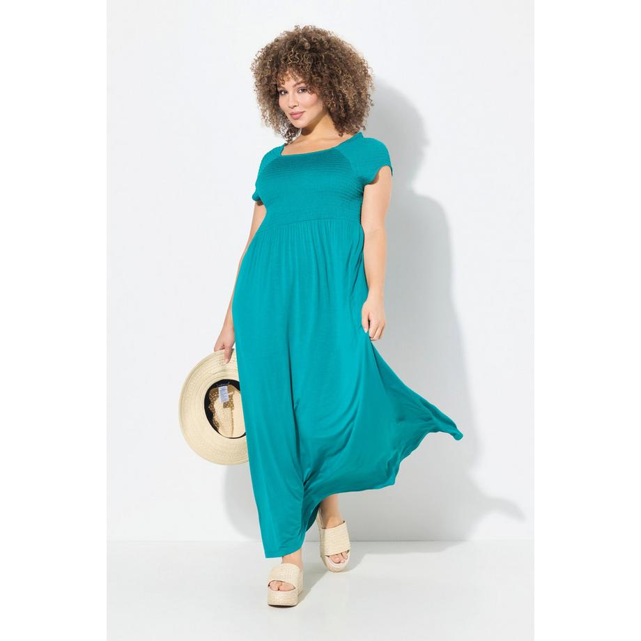 Ulla Popken Smokkleid A-Linie Carree-Ausschnitt Halbarm  