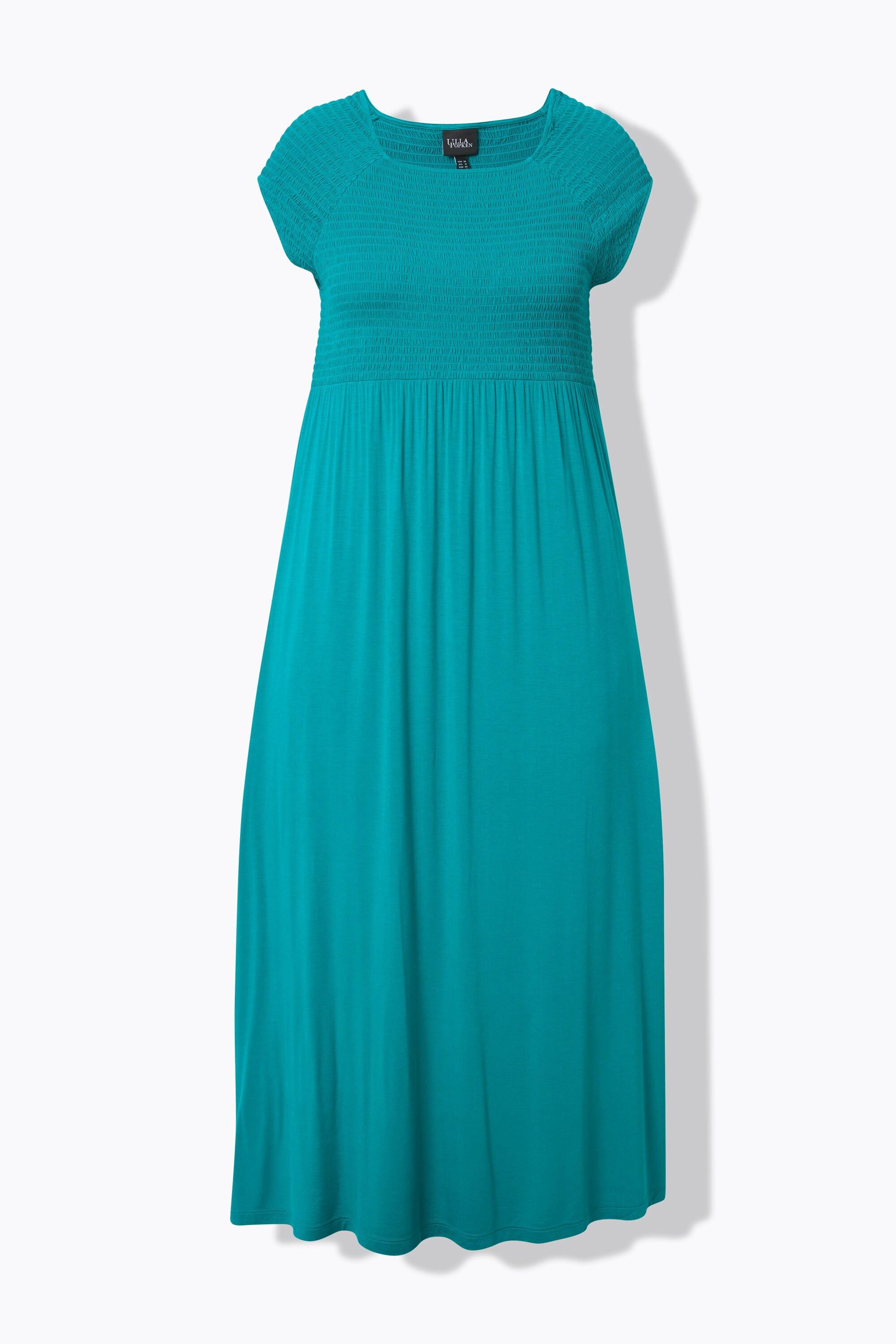 Ulla Popken Abito smockato svasato scollo rettangolare mezze maniche  