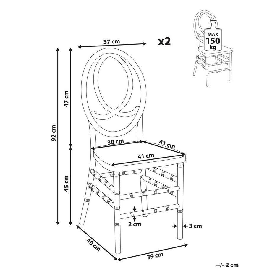 Beliani Esszimmerstuhl 2er Set aus Polycarbonat Glamourös MIDWAY  