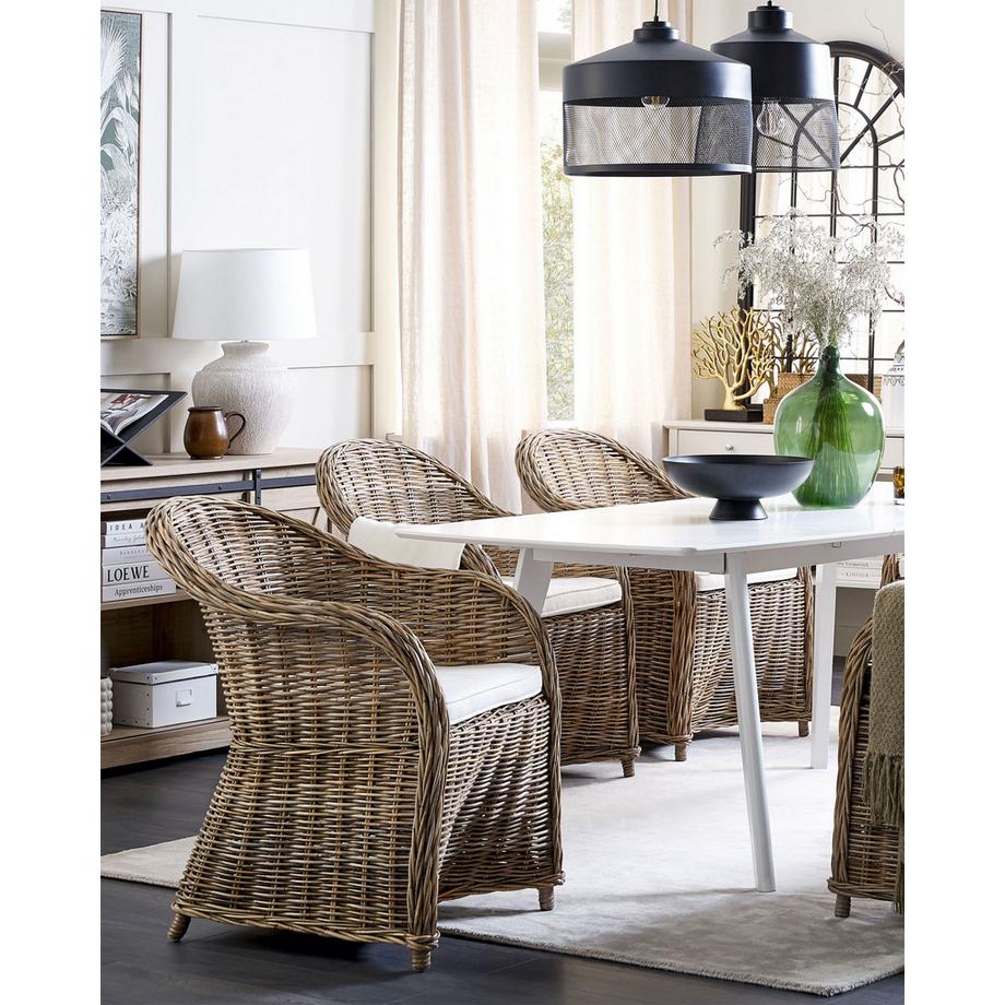 Beliani Lot de 2 fauteuils de jardin avec coussins en Rotin Traditionnel SUSUA  