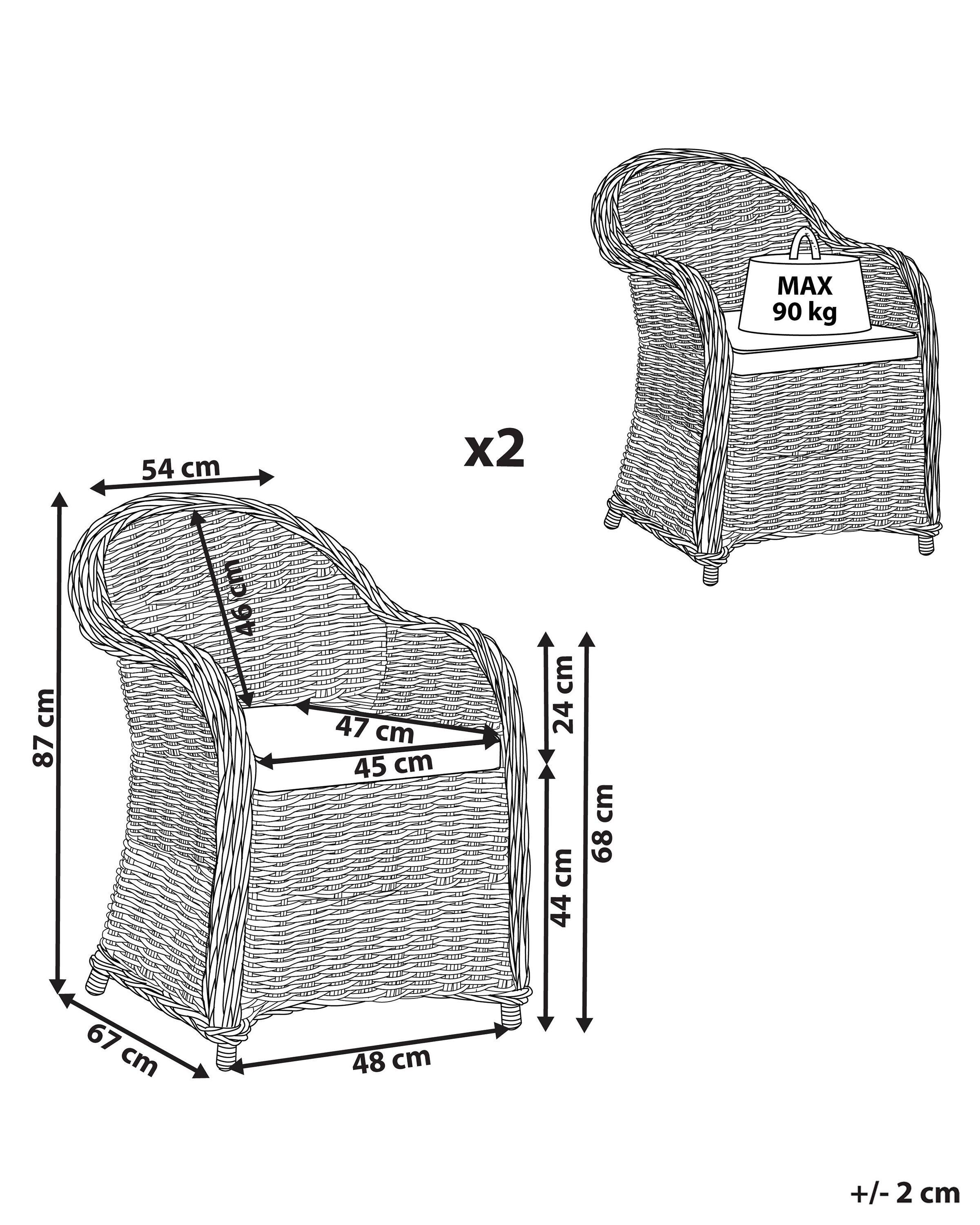 Beliani Set di 2 sedie en Rattan Classico SUSUA  