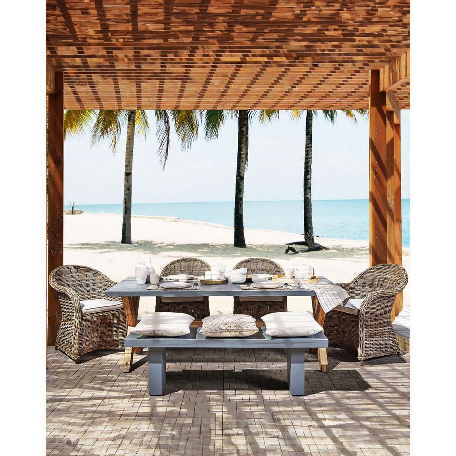 Beliani Lot de 2 fauteuils de jardin avec coussins en Rotin Traditionnel SUSUA  