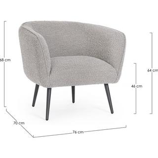 mutoni Fauteuil Avril bouclé gris  