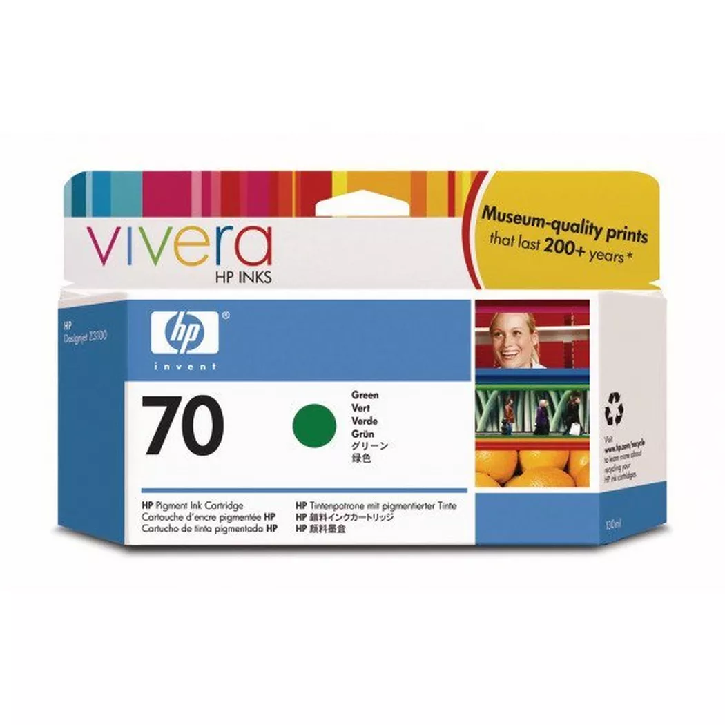 Hewlett-Packard – HP Tintenpatrone 70 green C9457A DesignJet Z2100/3100 130ml, One Size