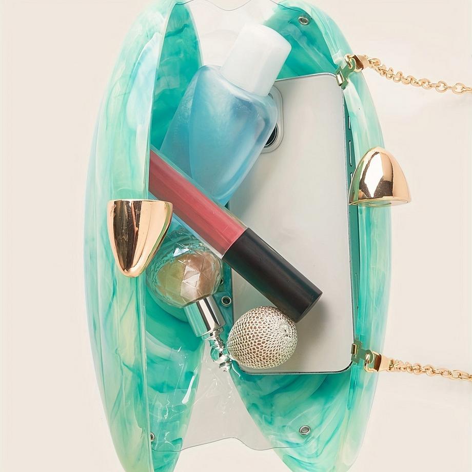 Only-bags.store Pochette élégante à imprimé marbré avec fermeture magnétique et chaîne amovible  