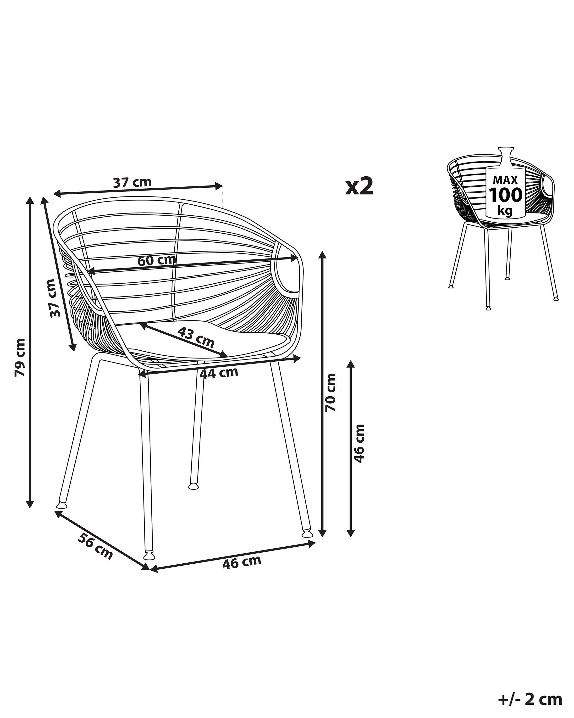 Beliani Set di 2 sedie en Acciaio Moderno HOBACK  