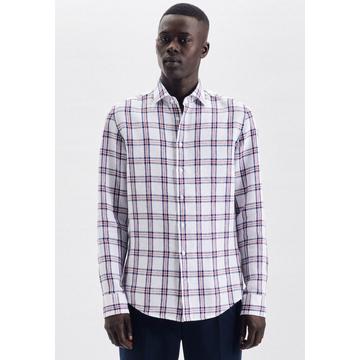 Chemise en lin Slim Fit Manche longue Carreaux