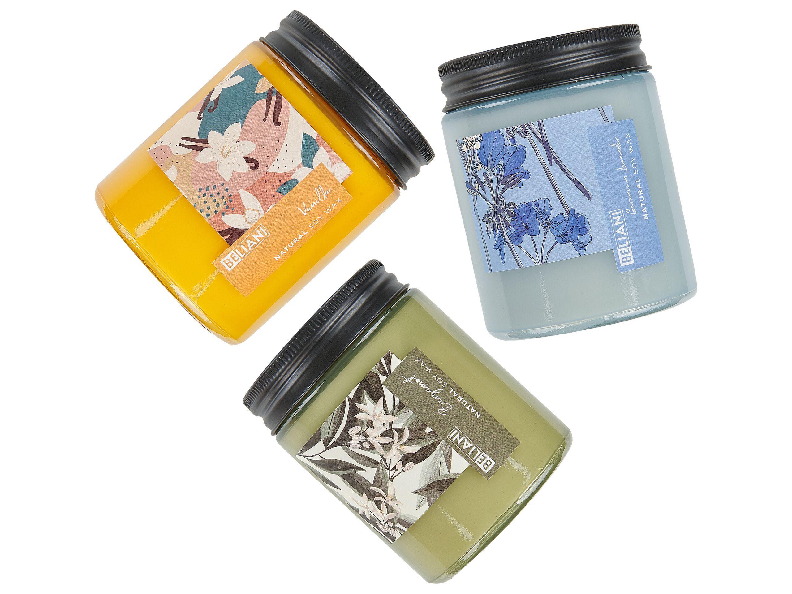 Beliani Lot de 3 bougies parfumées en Cire de soja FRUITY BLOOM  