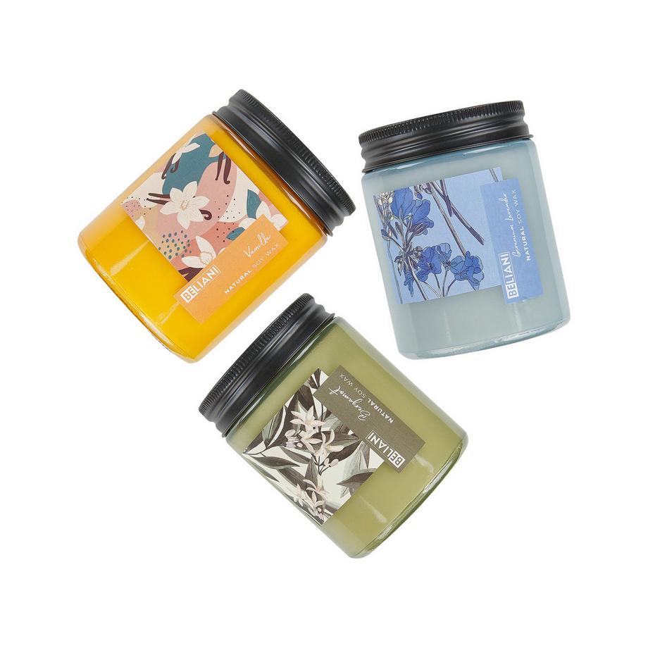Beliani Duftkerzen 3er Set aus Sojawachs FRUITY BLOOM  