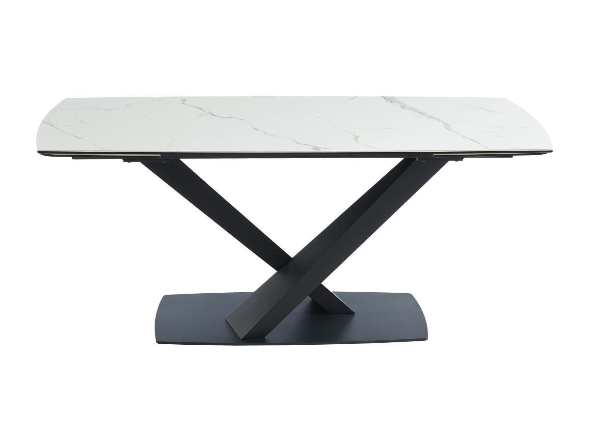 Maison Céphy Table à manger extensible 6 à 10 personnes en verre trempé, céramique et métal - Effet marbre blanc et noir - MALATA de Maison Céphy  