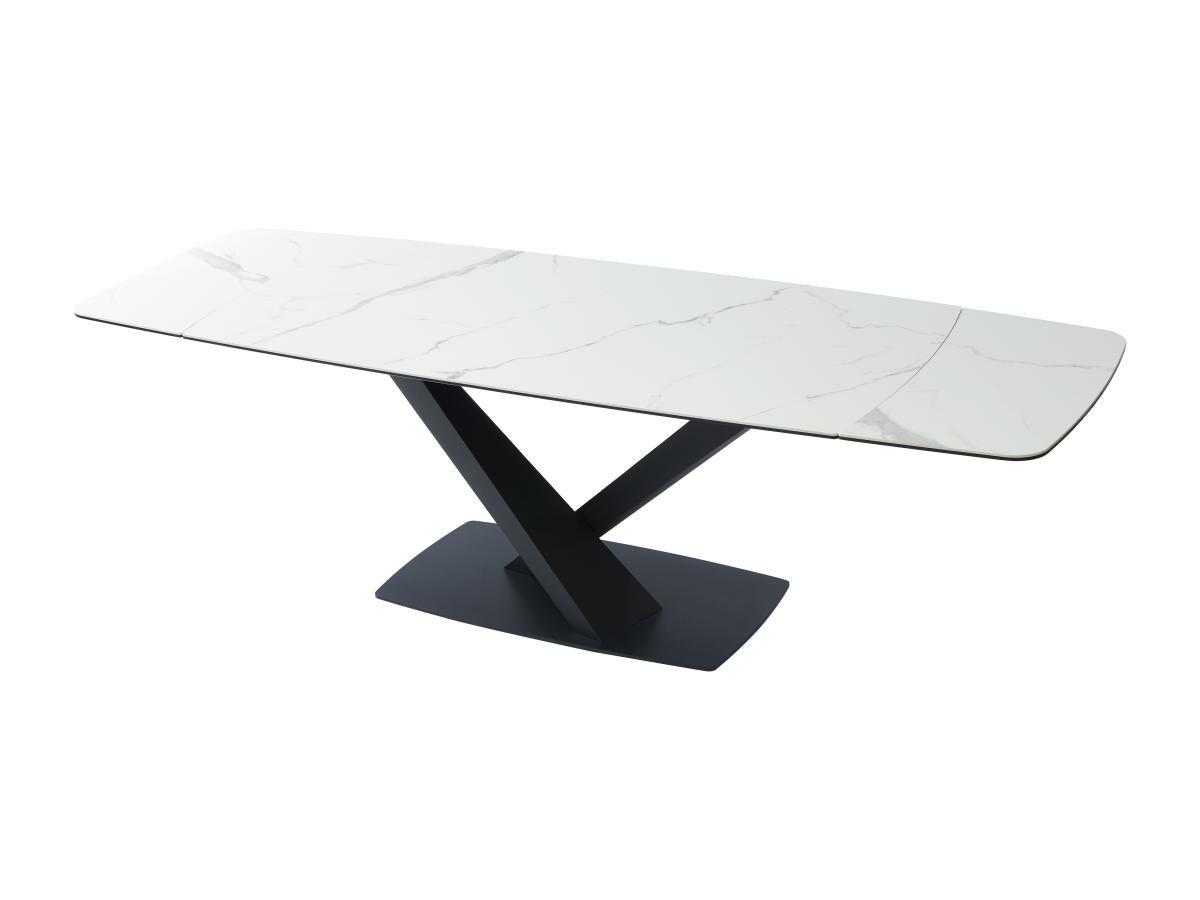 Maison Céphy Table à manger extensible 6 à 10 personnes en verre trempé, céramique et métal - Effet marbre blanc et noir - MALATA de Maison Céphy  