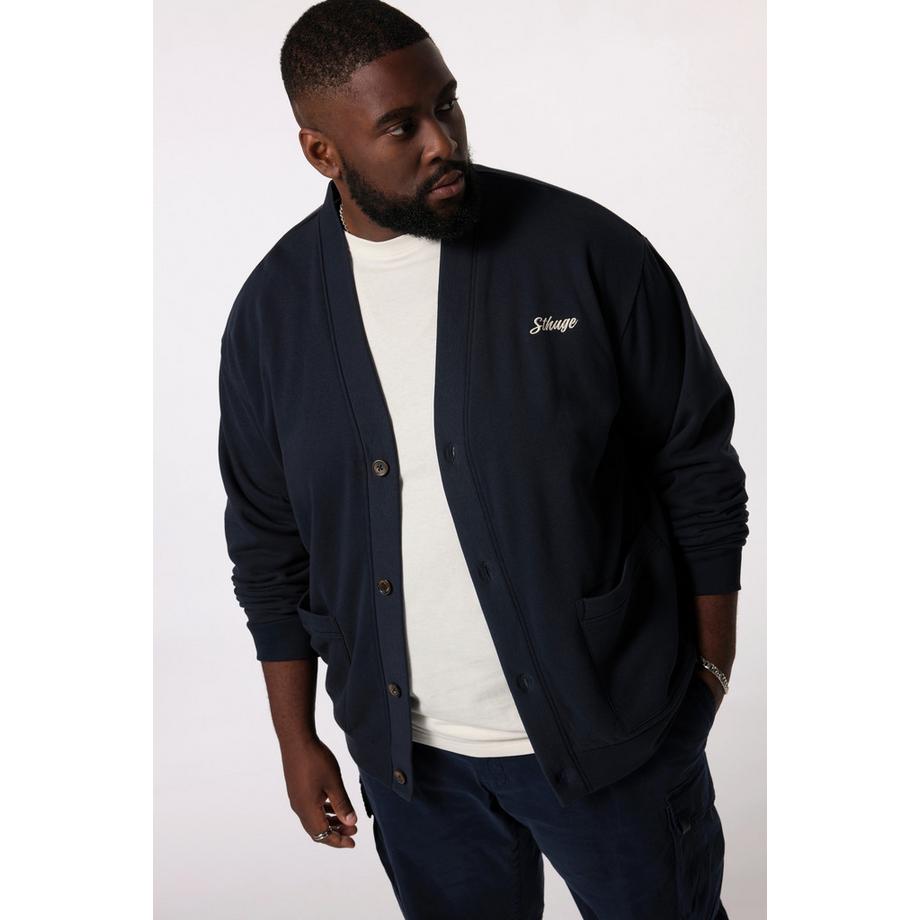 Sthuge Sweatjacke V-Ausschnitt Brust-Stickerei  