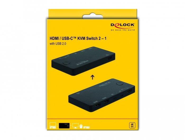 DeLock  11477 commutateur écran, clavier et souris Noir 