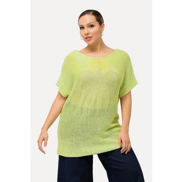 Maglione dal taglio oversize con palme, scollo a barca e mezze maniche