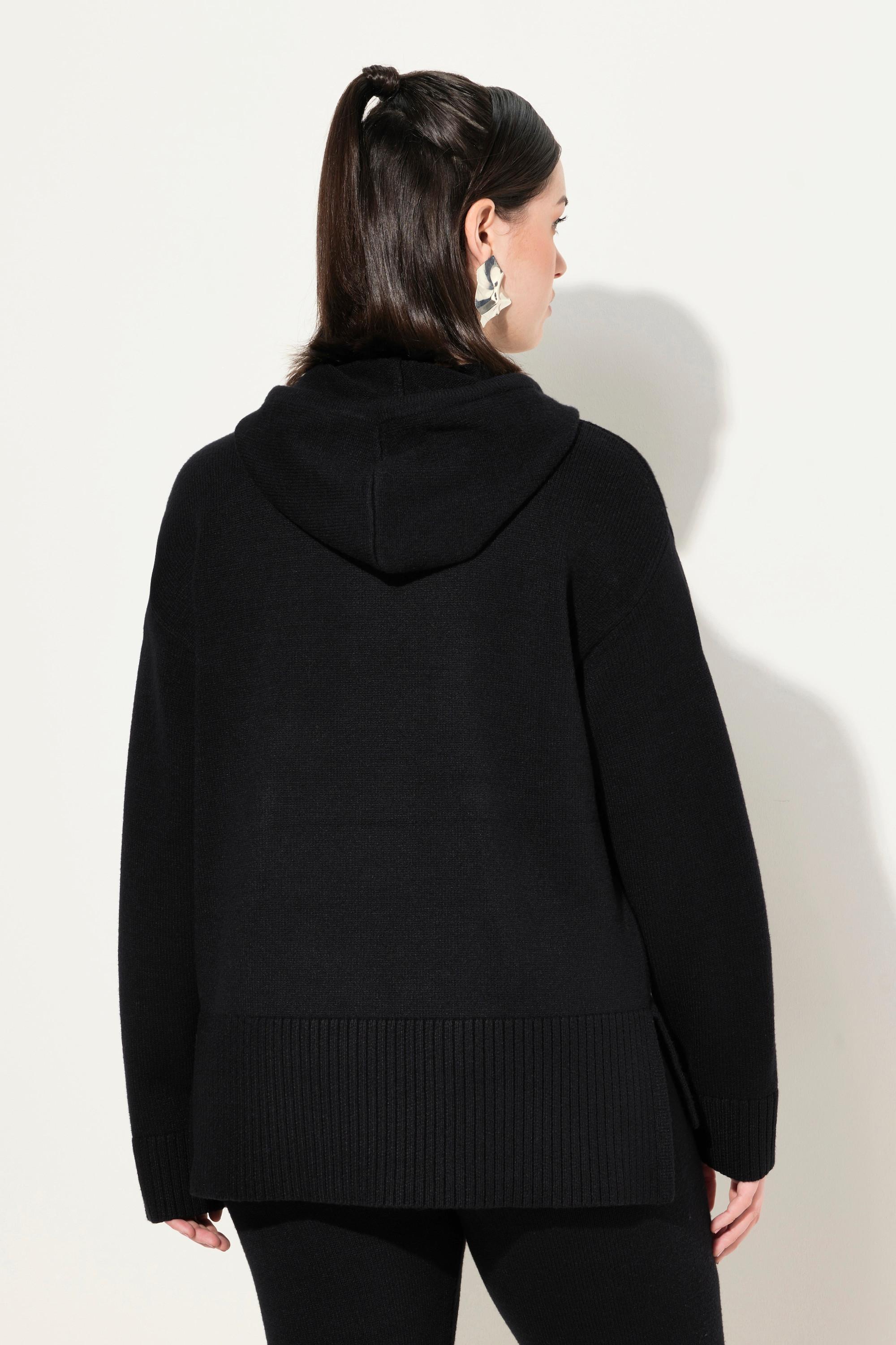 Ulla Popken  Strick-Hoodie, Oversized, Kapuze, Langarm, Tasche 