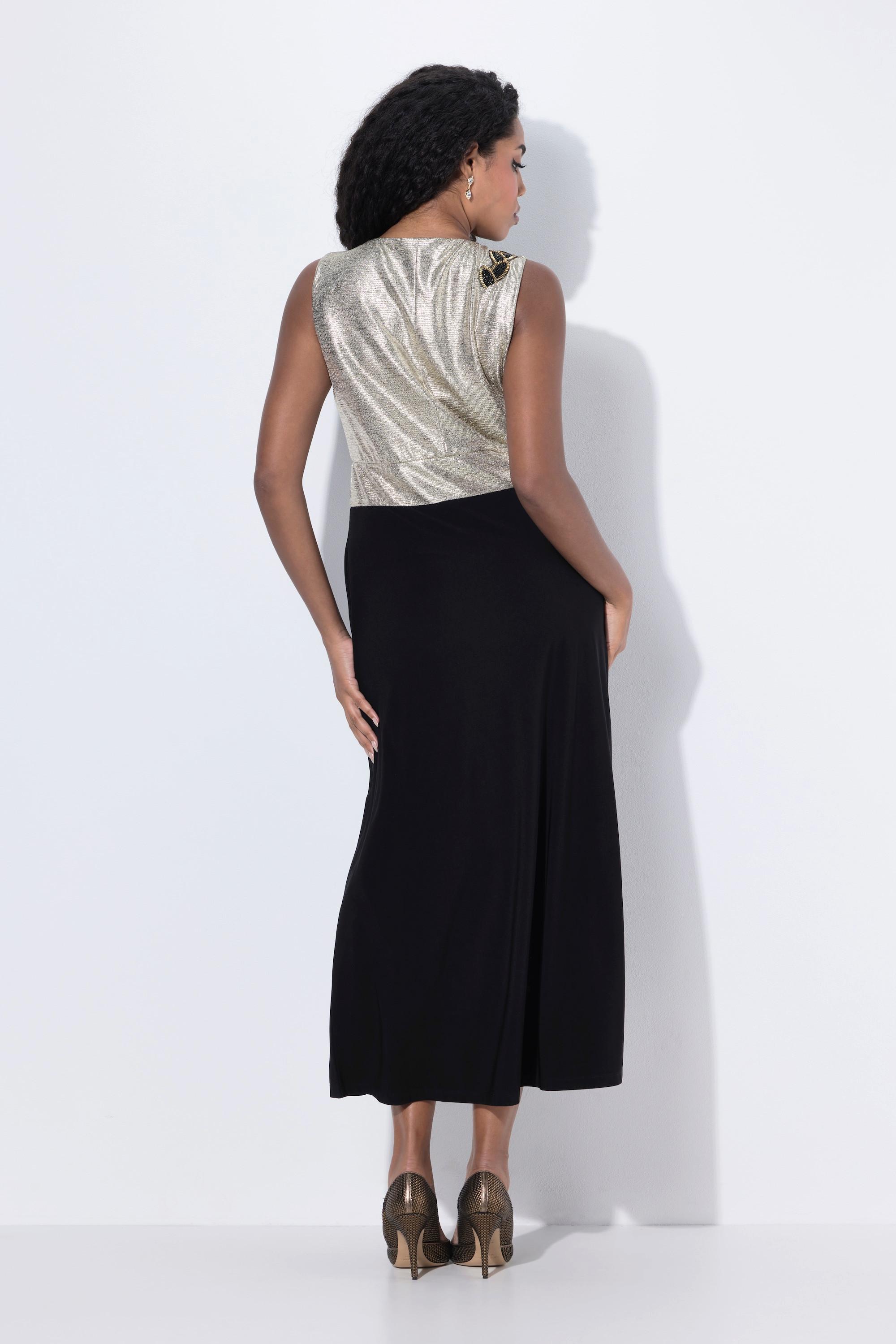 Ulla Popken Robe Maxi Paillettes Broderie Col V Sans Manches  