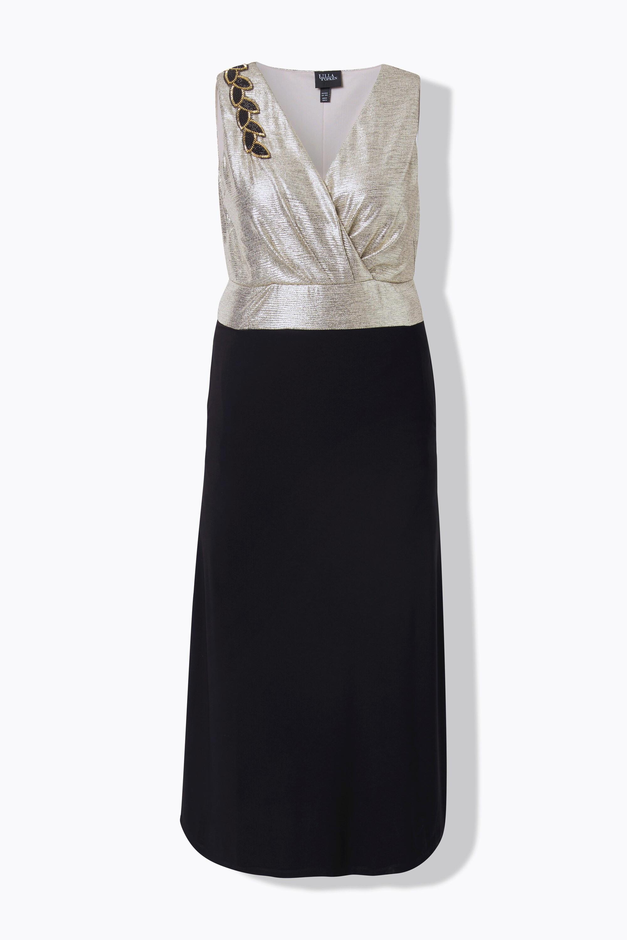 Ulla Popken Robe Maxi Paillettes Broderie Col V Sans Manches  